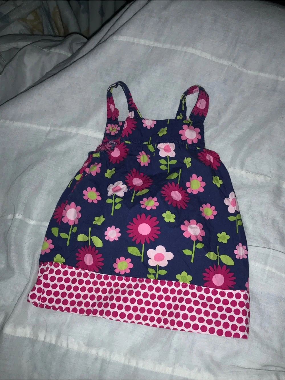 NWOT Vintage Y2K 9M Carter's Navy Floral Tank Dress Pink and Green Flower Print